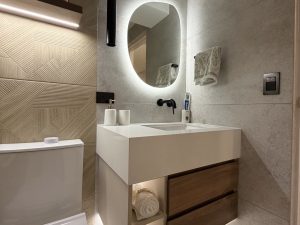 روشویی سرامیکی با کابین طرح چوب